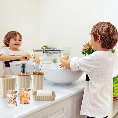 Beige Bathroom Accessories Sets Complete 9-Piece System