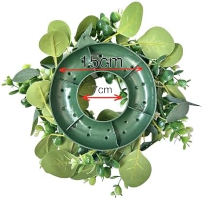 12 Green Eucalyptus Candle Ring Wreath for Pillar Candles