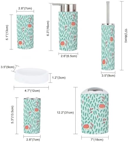 Seamless Hedgehog Floral Elements 6-Piece Bath Set