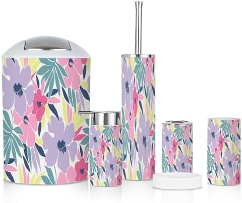 Colorful Trendy Floral Bathroom Accessory Set