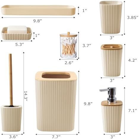 Beige Bathroom Accessories Sets Complete 9-Piece System