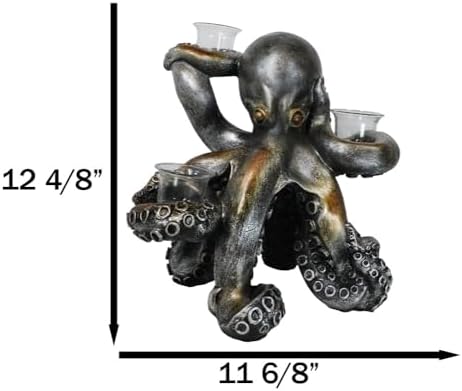 Ebros Rustic Holiday Octopus Candle Holder Statue 125 H