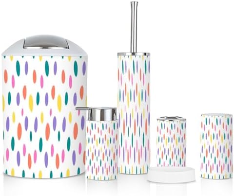 6 Piece Abstract Colorful Bathroom Accessories Set