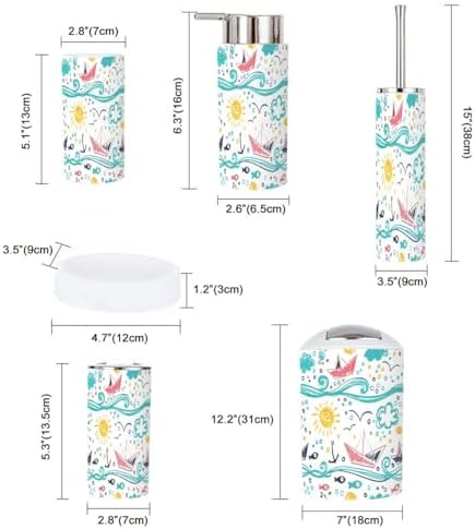 Stylish 6 Piece Bathroom Accessory Set with Decorative Design