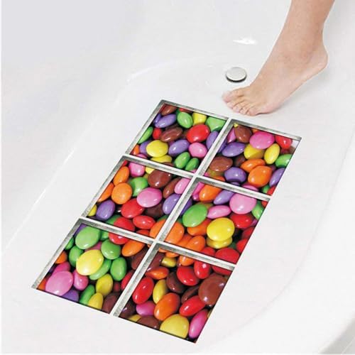 Non-slip bathtub stickers 59x59 inch 6pc anti-adhere rainbow designs