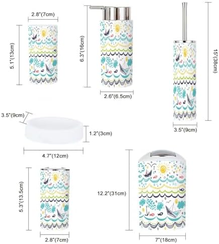 Bathroom Accessories Set 6 Pcs Durable Modern Decor