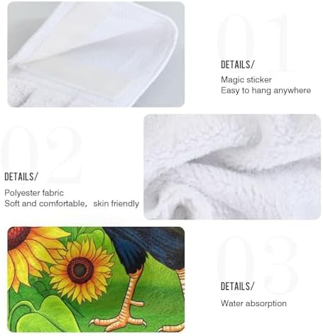 Super Soft Quick Dry Cartoon Rooster Sunflower Bathroom Towels Set of 2