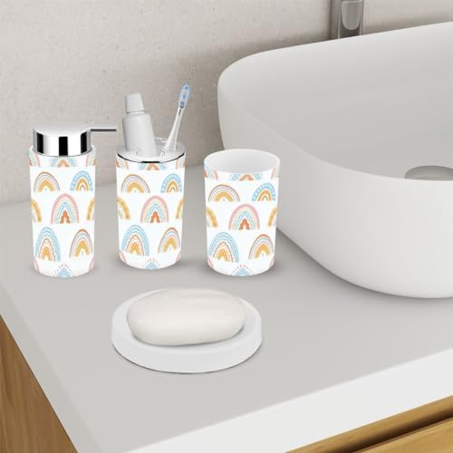 6 Piece Bathroom Decor Set Rustic Rainbow Accessories