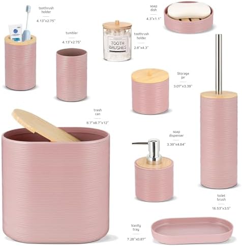 IMAVO 11Pcs Pink Bathroom Accessory Set