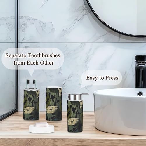 Bathroom Accessories Set 6 Pcs Dino Camouflage for Home Commercial Use