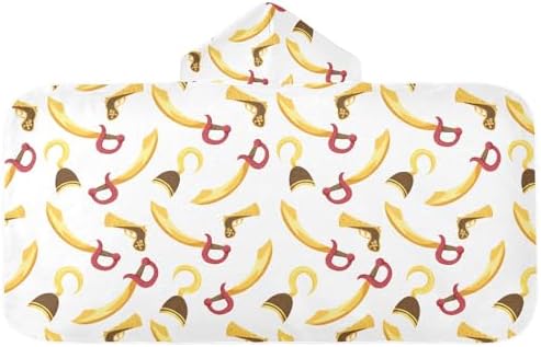 WIFIU Kids Hooded Beach Towel Pirate Hook Pattern
