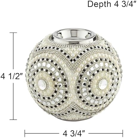 Beaded Silver Plated Tea Light Candle Holder 4 34