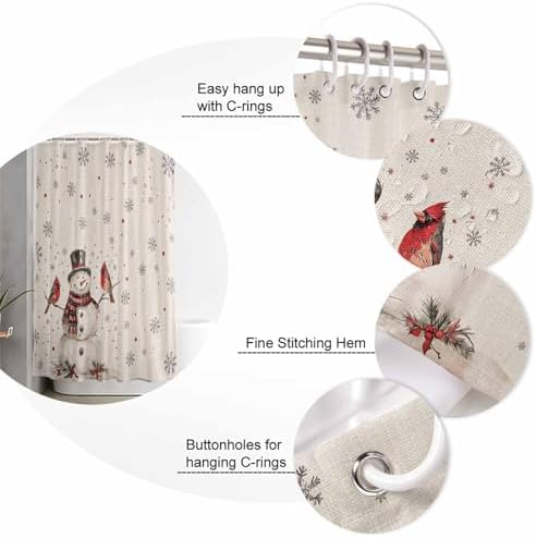 4-Piece Snowman Christmas Bathroom Set with Non-Slip Rugs Shower Curtain