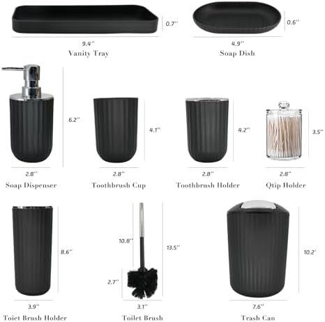 Complete Black Bathroom Set with Essential Accessories for Modern Bathrooms
