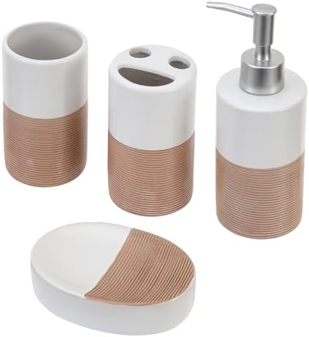 MyGift Deluxe 4-Piece Dual-Tone White Bath Set