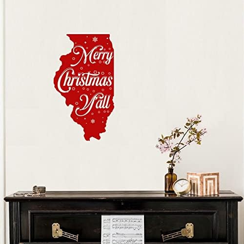 Merry Christmas Yall Illinois Wall Sticker 22in