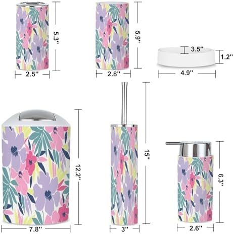 Colorful Trendy Floral Bathroom Accessory Set