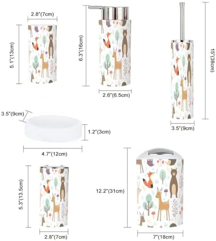 Bathroom Set 6-Piece Fast Bat Forest Seamless Pattern for Home
