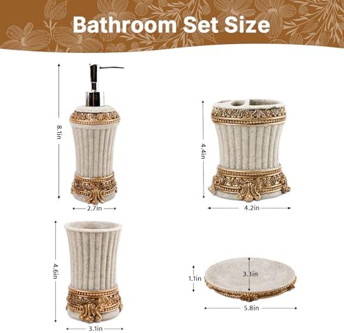 4-Piece Resin Bathroom Set Retro Chrome Design