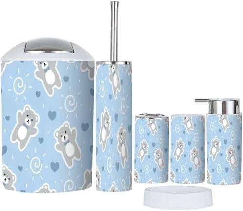 Bathroom Teddy Bear Heart Organizing Set