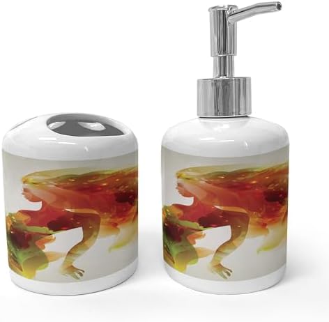 Charming Floral Dispenser Toothbrush Holder Set