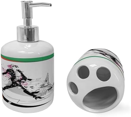 Eiffel Tower Toothbrush Soap Dispenser Set