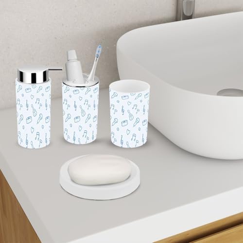 Bathroom Accessory Set 6 Piece Music Seamless Pattern