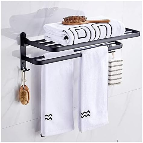 Space-Saving Towel Rail Black Oil Brushed Aluminum Alloy Towel Rack