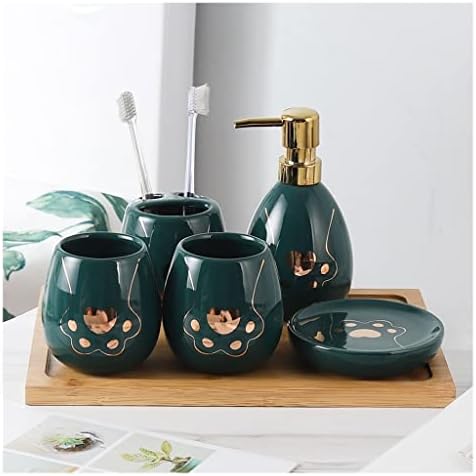 Moisture Six-Piece Ceramic Bathroom Set With Tray