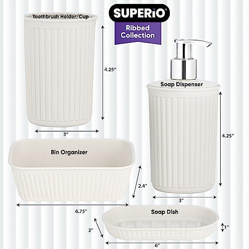 Superio Ribbed Collection - Bathroom Accessories Set