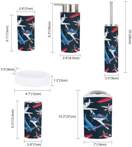 Retro Airplane 6-Piece Bathroom Accessory Set