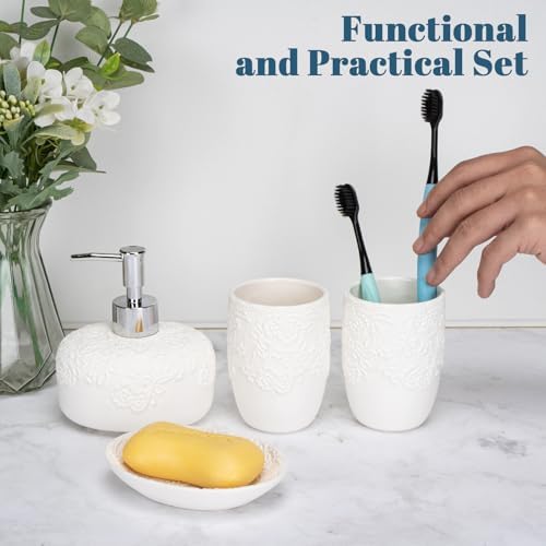 Elegant ceramic white bathroom accessory set for a modern touch