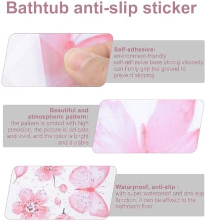 Non Slip Bathtub Stickers 6PCS Pink Butterfly Anti-Slip Decals with Scraper