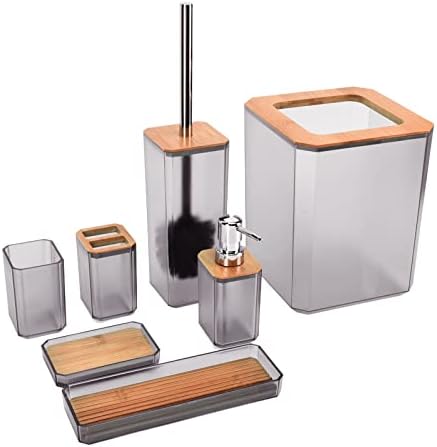 Topyond 7PCS Bamboo Bathroom Accessory Set