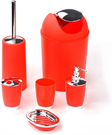 6pc Bathroom Accessories Set Red