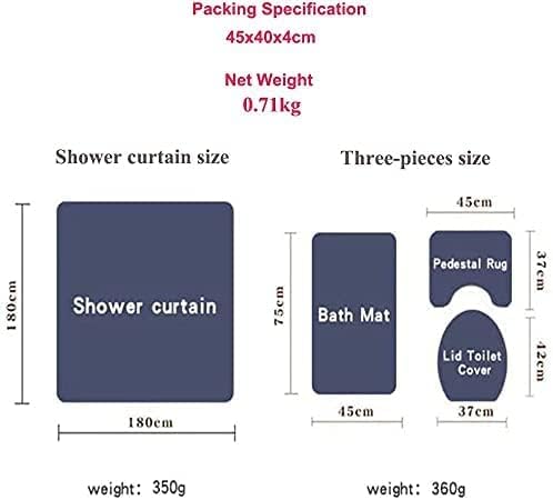 DDS-DUDES 4Pcs Christmas Shower Curtain Set for Kids Bathroom