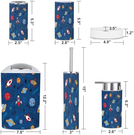 Cartoon Space Bathroom Accessories Set 6 Piece