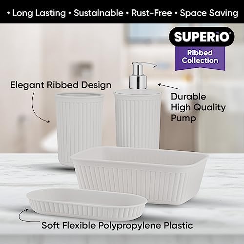 Superio Ribbed Collection - Bathroom Accessories Set