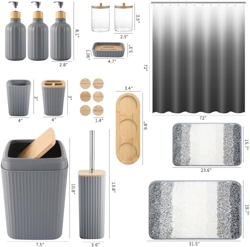 32-Piece Grey Bathroom Accessories Set