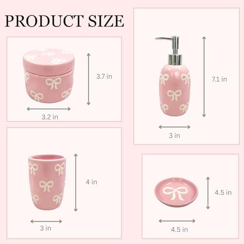 Luxape Bow 4-Piece Ceramic Bathroom Set - Pink