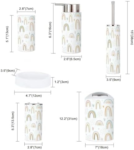Rainbow Heart Bathroom Accessory Set 6 Piece