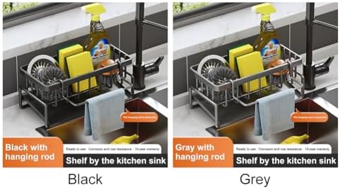 Bibabala Corner Sink Drain Rack Holder Black