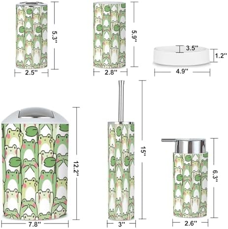 6 Piece Cute Frog Bathroom Accessories Set
