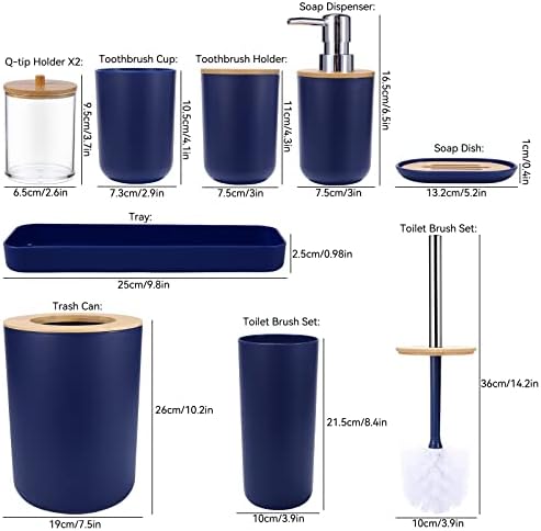 Navy Blue Bathroom Accessory Set