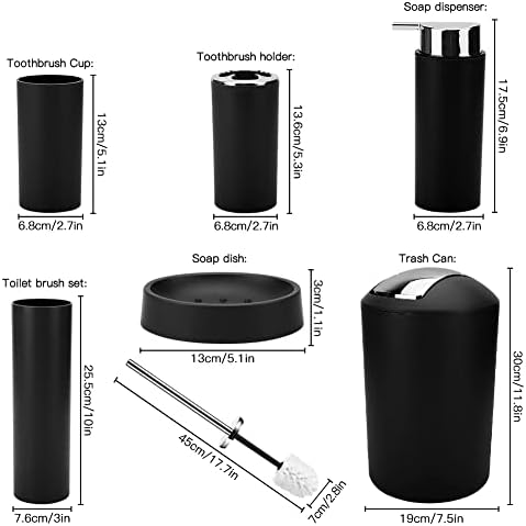 Stylish 6-Piece Black Bathroom Accessory Set With Essential bath essentials