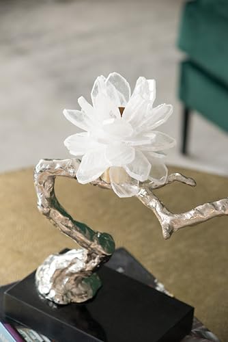 Nature-Inspired Marble Candle Holder with Black Bird