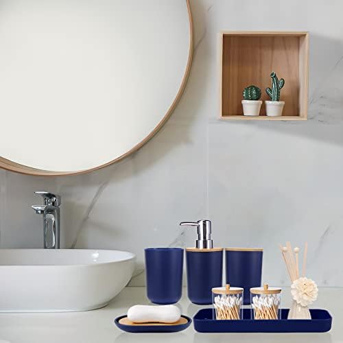 Navy Blue Bathroom Accessory Set