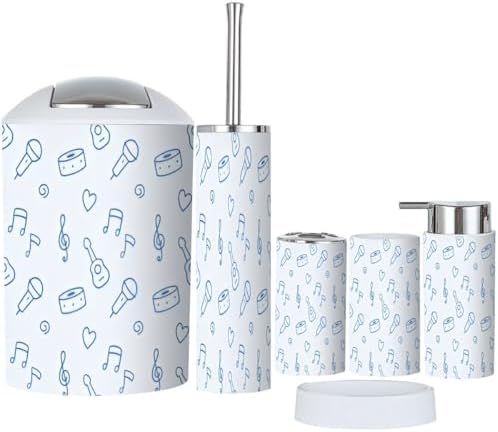 Bathroom Accessory Set 6 Piece Music Seamless Pattern
