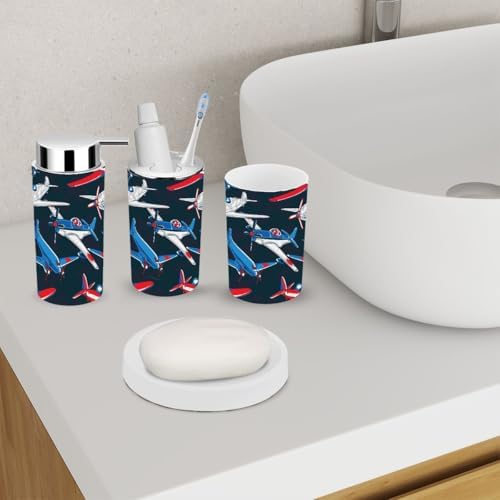 Retro Airplane 6-Piece Bathroom Accessory Set