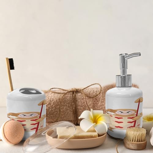Bathroom Accessory Set - Alice in Wonderland Toothbrush Holder Soap Dispenser